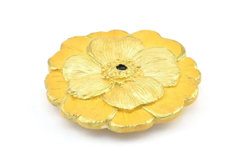 1 Vintage Yellow Flower Handcraft Belt Buckle - Made in Germany (80x10mm) YS111