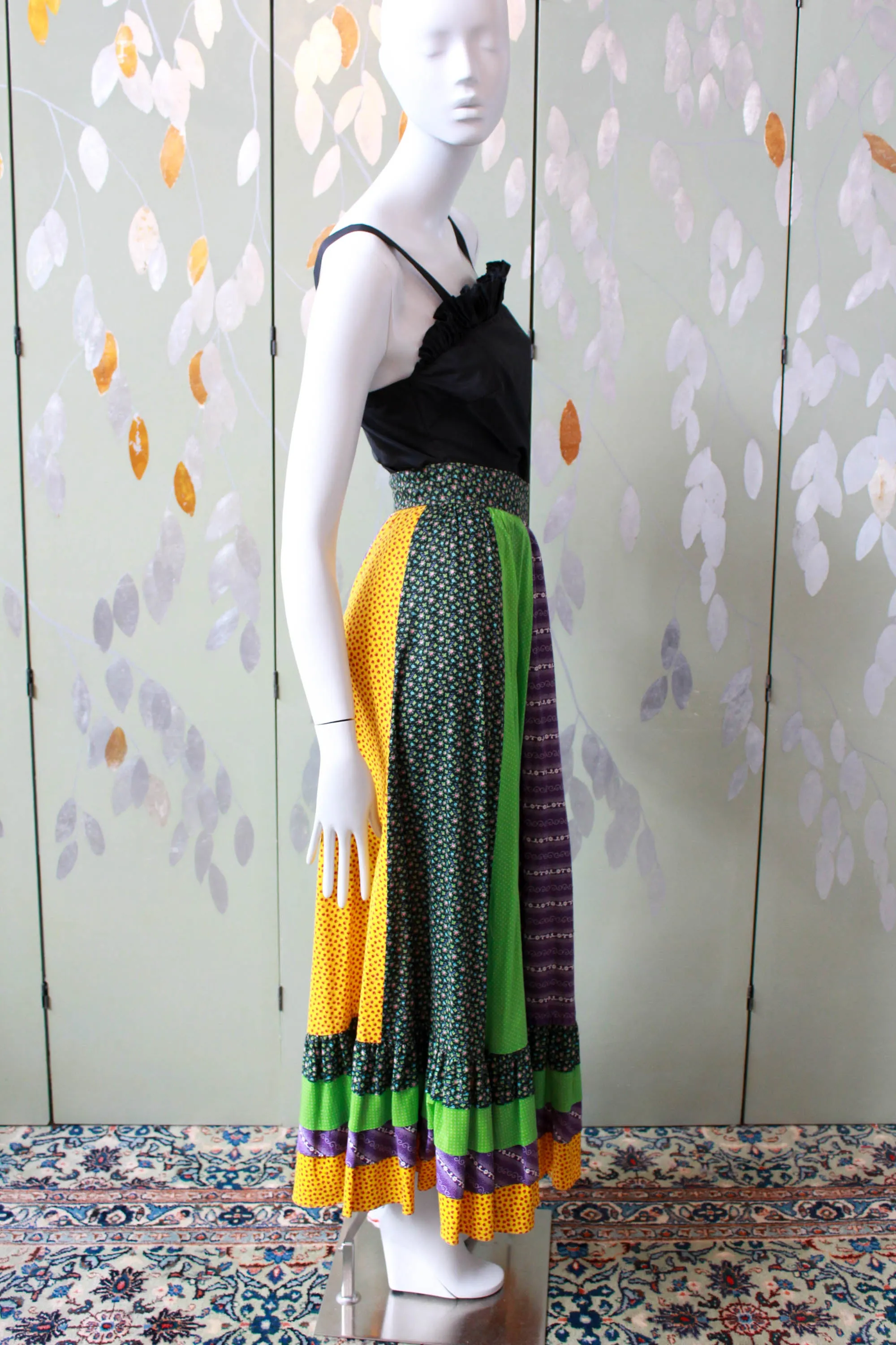 1970s Patchwork Maxi Skirt, Waist 24"