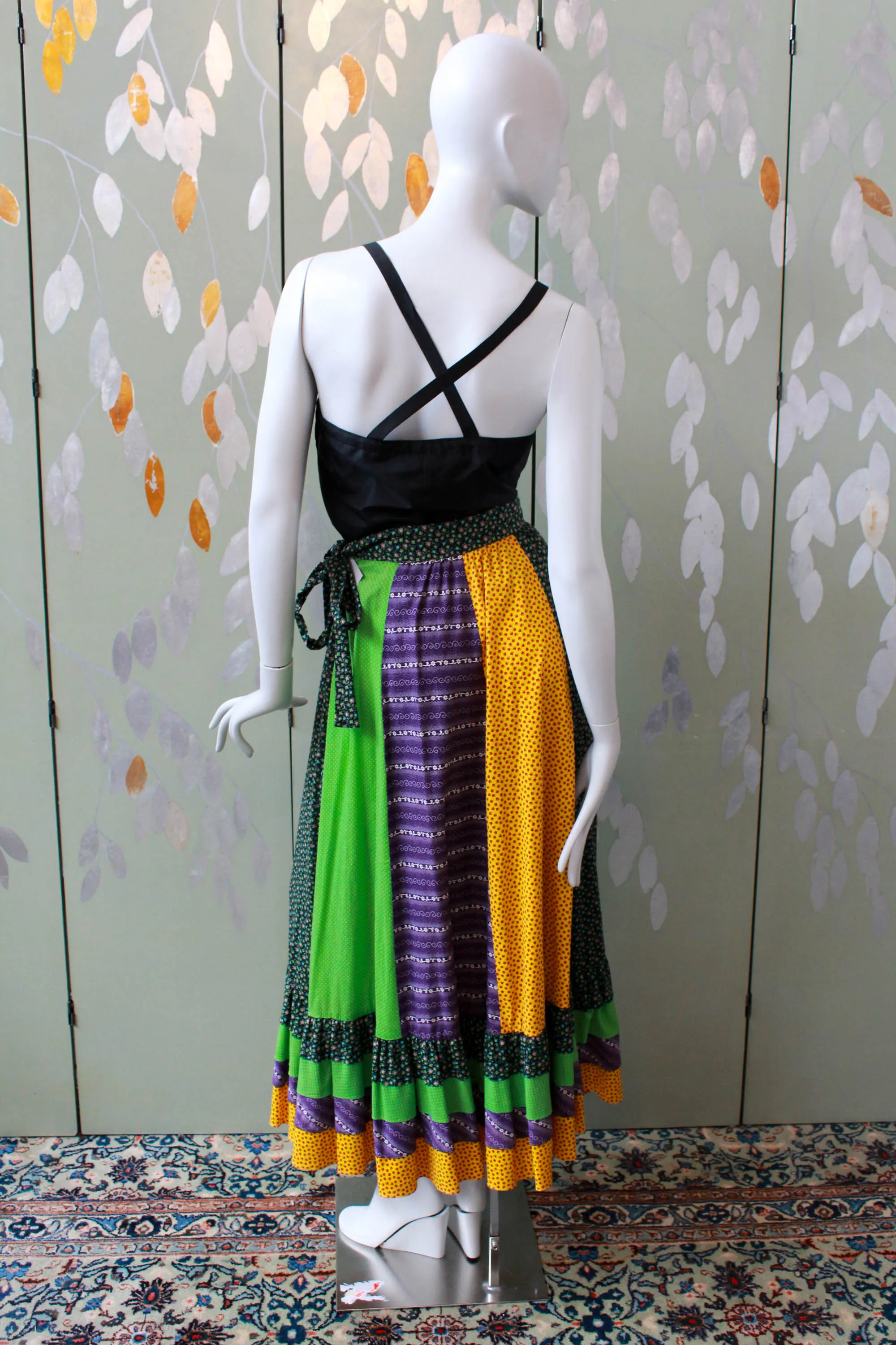 1970s Patchwork Maxi Skirt, Waist 24"