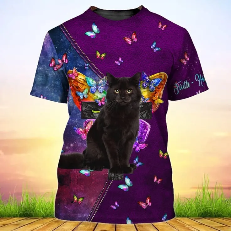 3D All Over Print Love Cat Shirt, Unisex Cat Tshirt, Faith Hope Love Cat Shirt