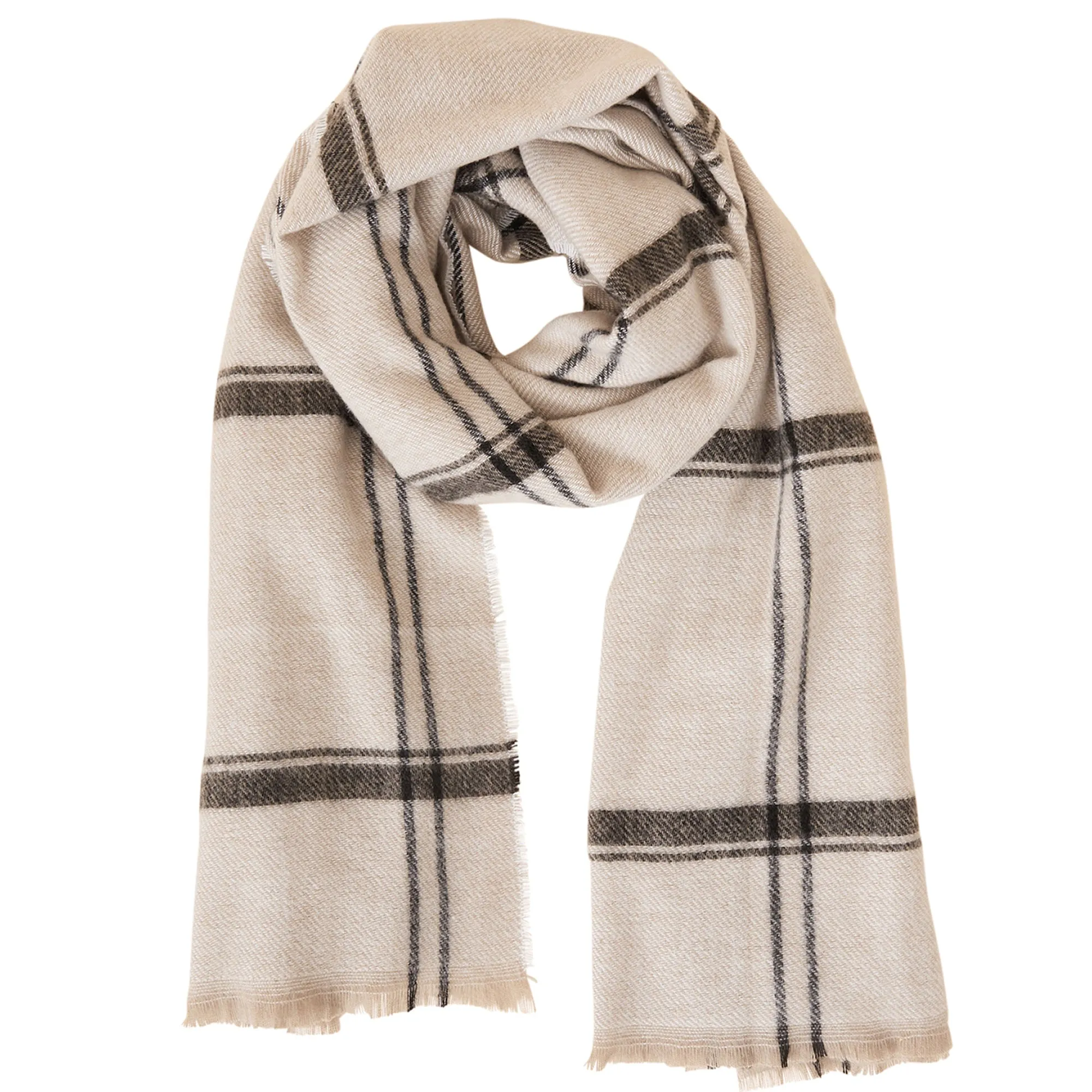 Accessorize London Women's Cream Neutral Check Blanket Scarf