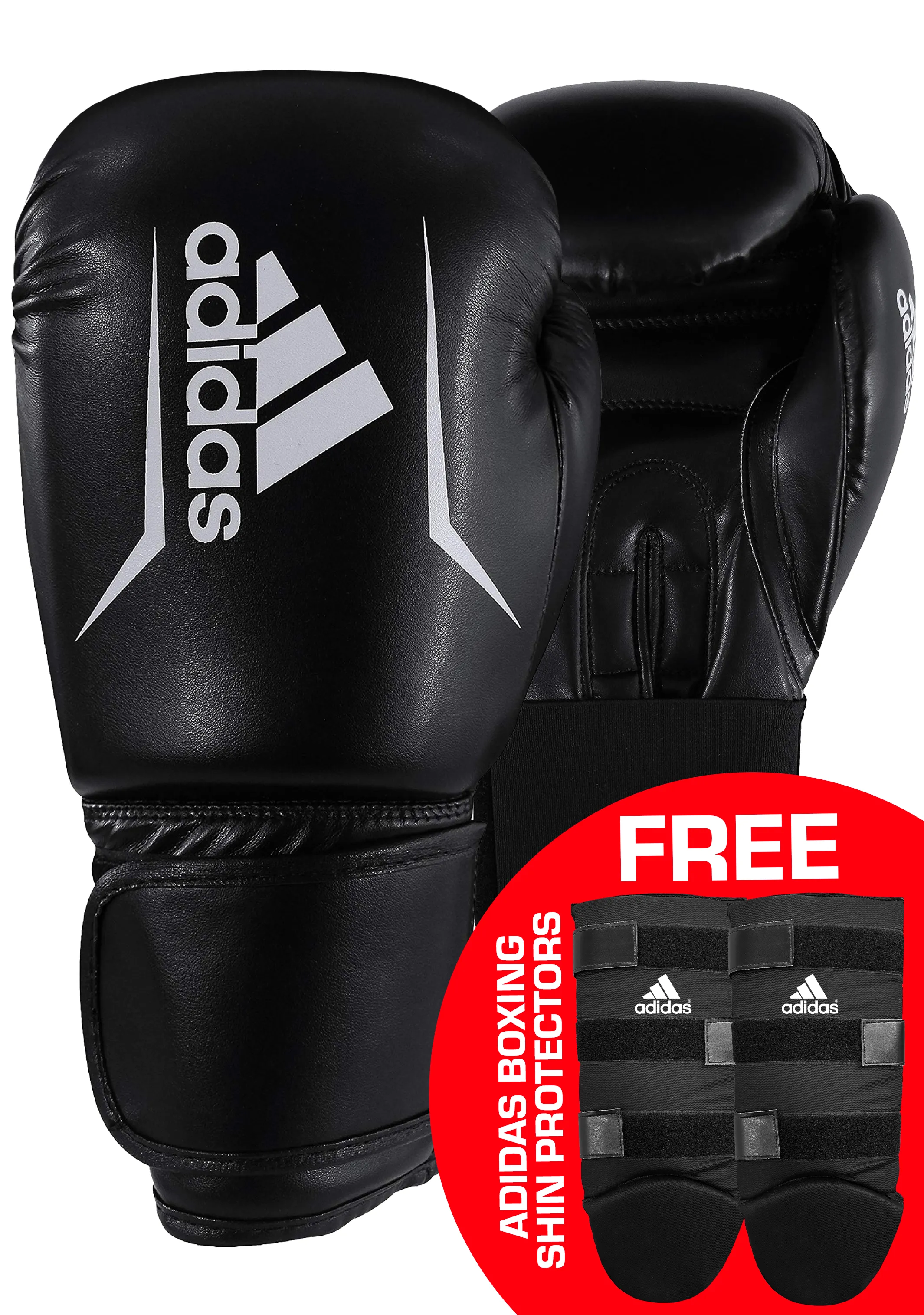 Adidas Speed 50 Boxing Glove Black 16oz with FREE Adidas Shin Protectors <BR> ADISBG50