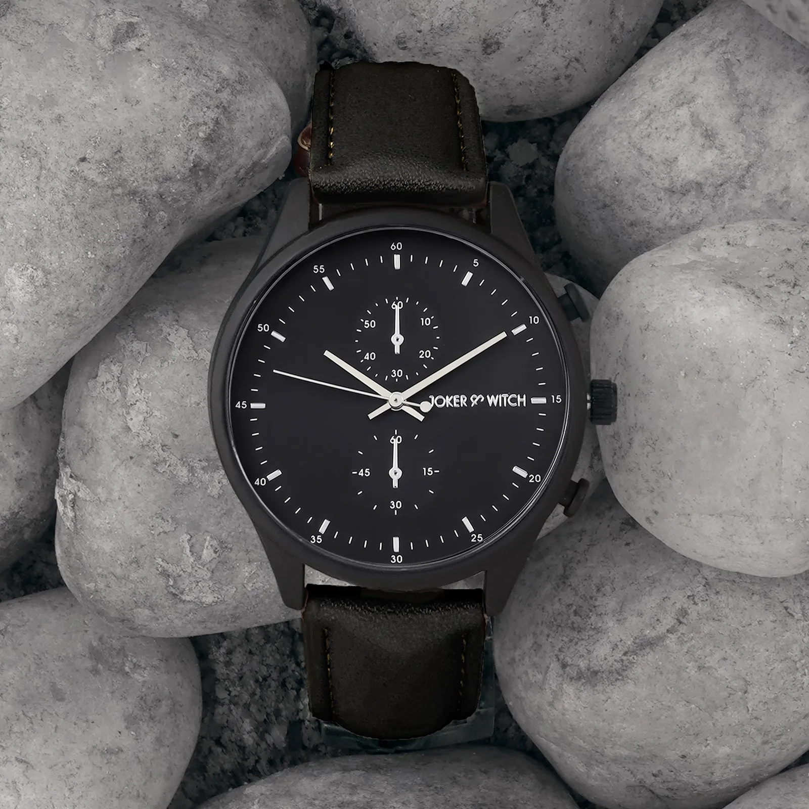 Beetle All Black PU Strap Watch