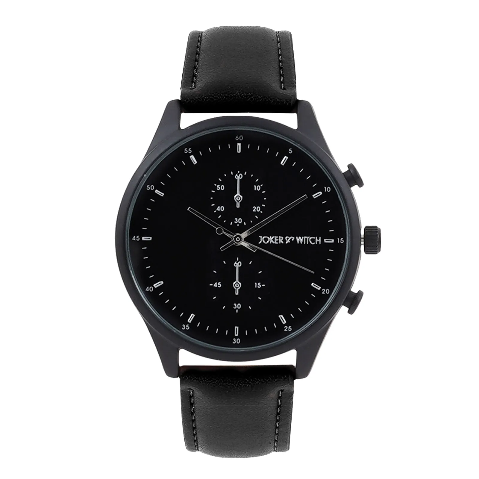 Beetle All Black PU Strap Watch