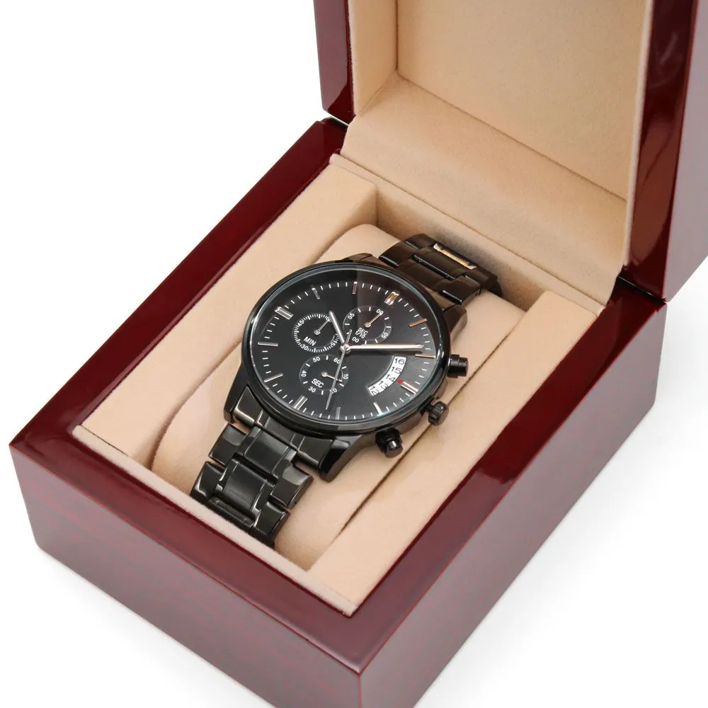 Best Bucking Dad Ever For Him Father's Day Black Engraved Chronograph Watch