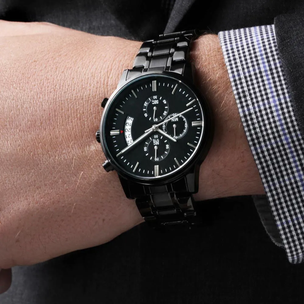 Best Bucking Dad Ever For Him Father's Day Black Engraved Chronograph Watch