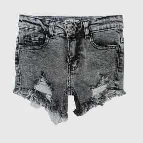 Black Ripped Jean Shorts