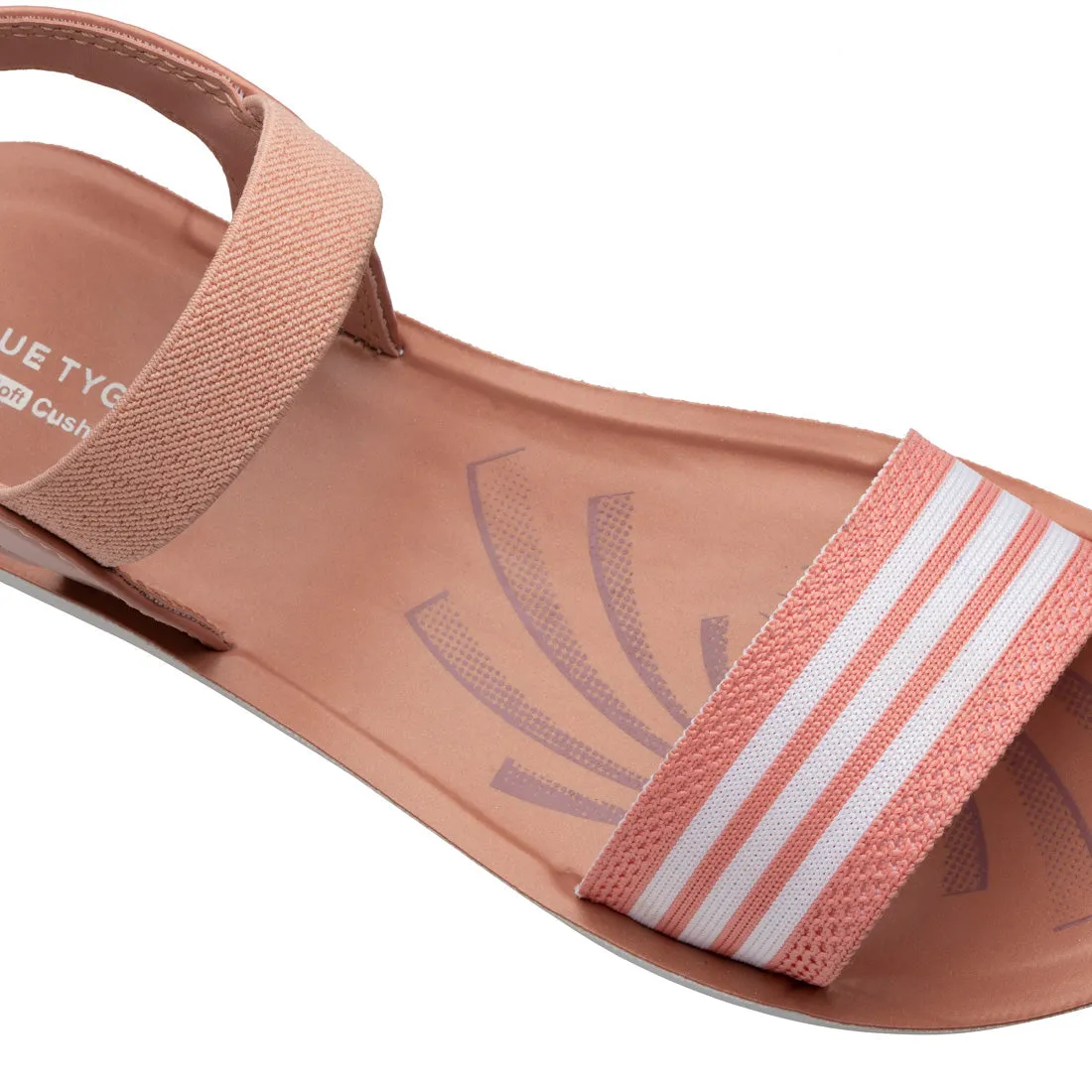 Blue Tyga Womens Ankle Strap Flat Sandals  - BT2702 Peach