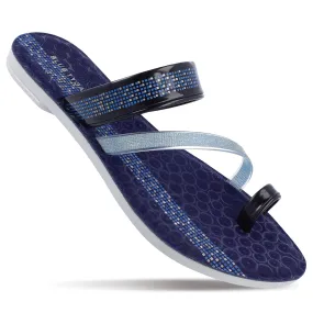 Blue Tyga Womens Cross Strap Slide Sandals  - BT2303 Blue