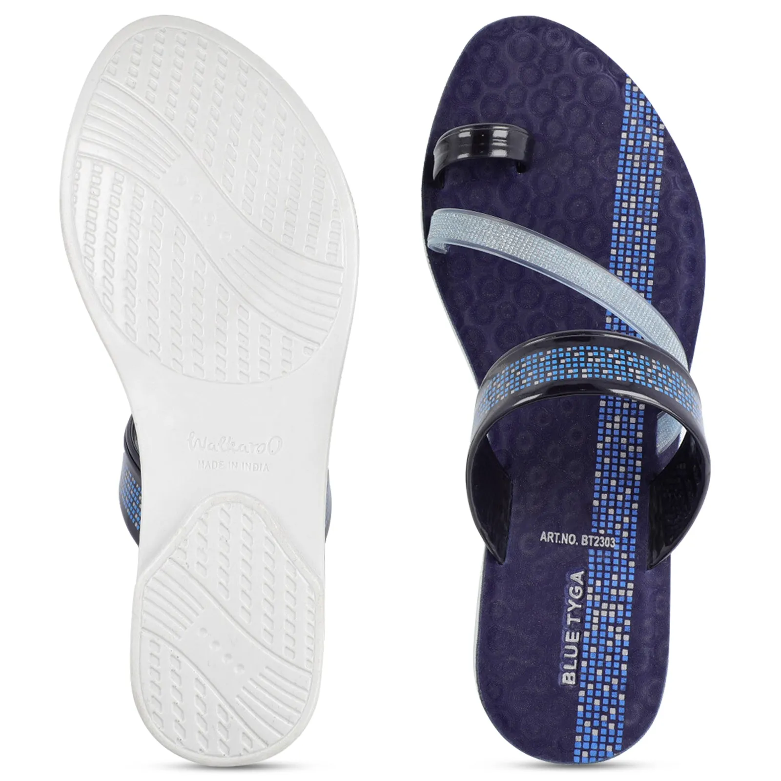 Blue Tyga Womens Cross Strap Slide Sandals  - BT2303 Blue