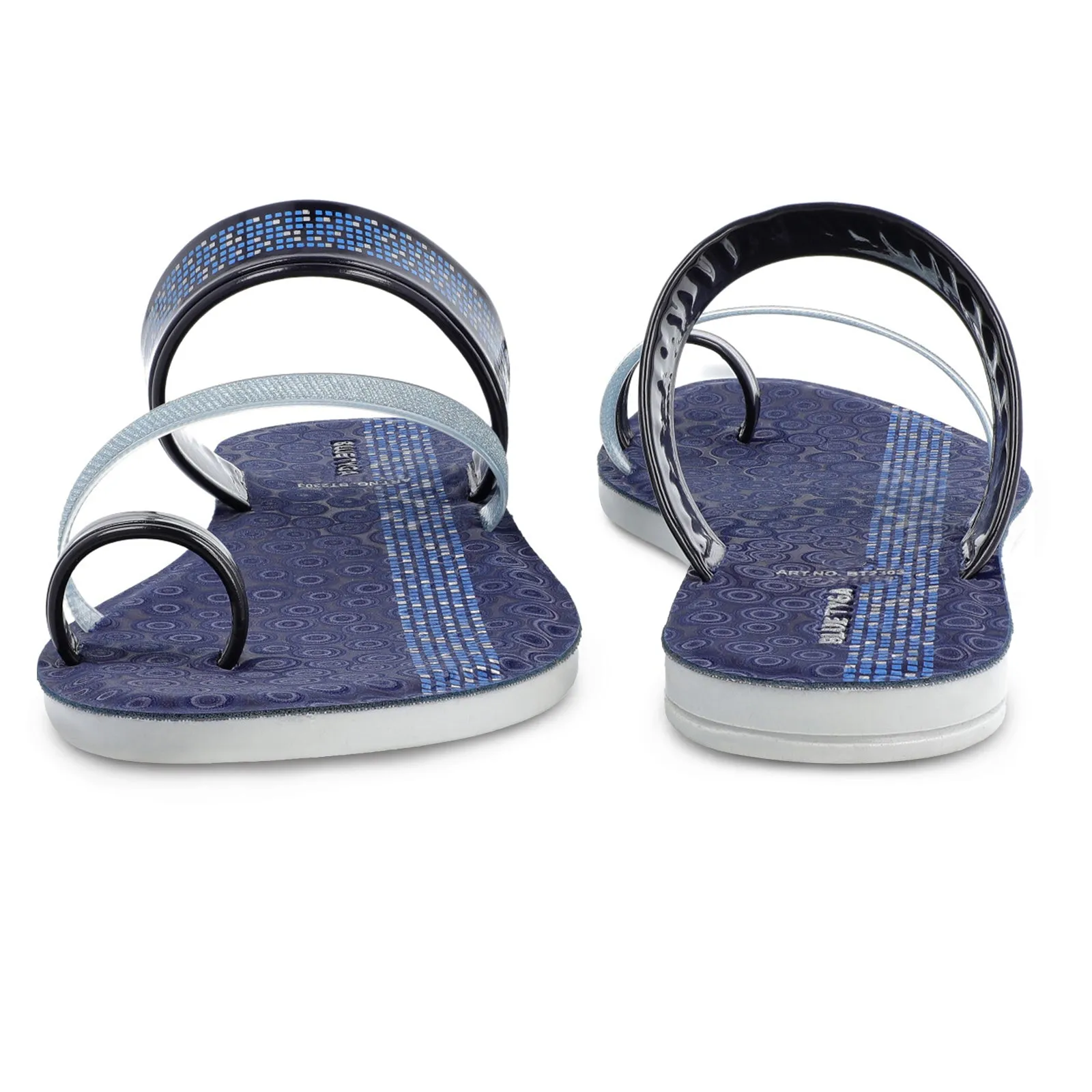 Blue Tyga Womens Cross Strap Slide Sandals  - BT2303 Blue