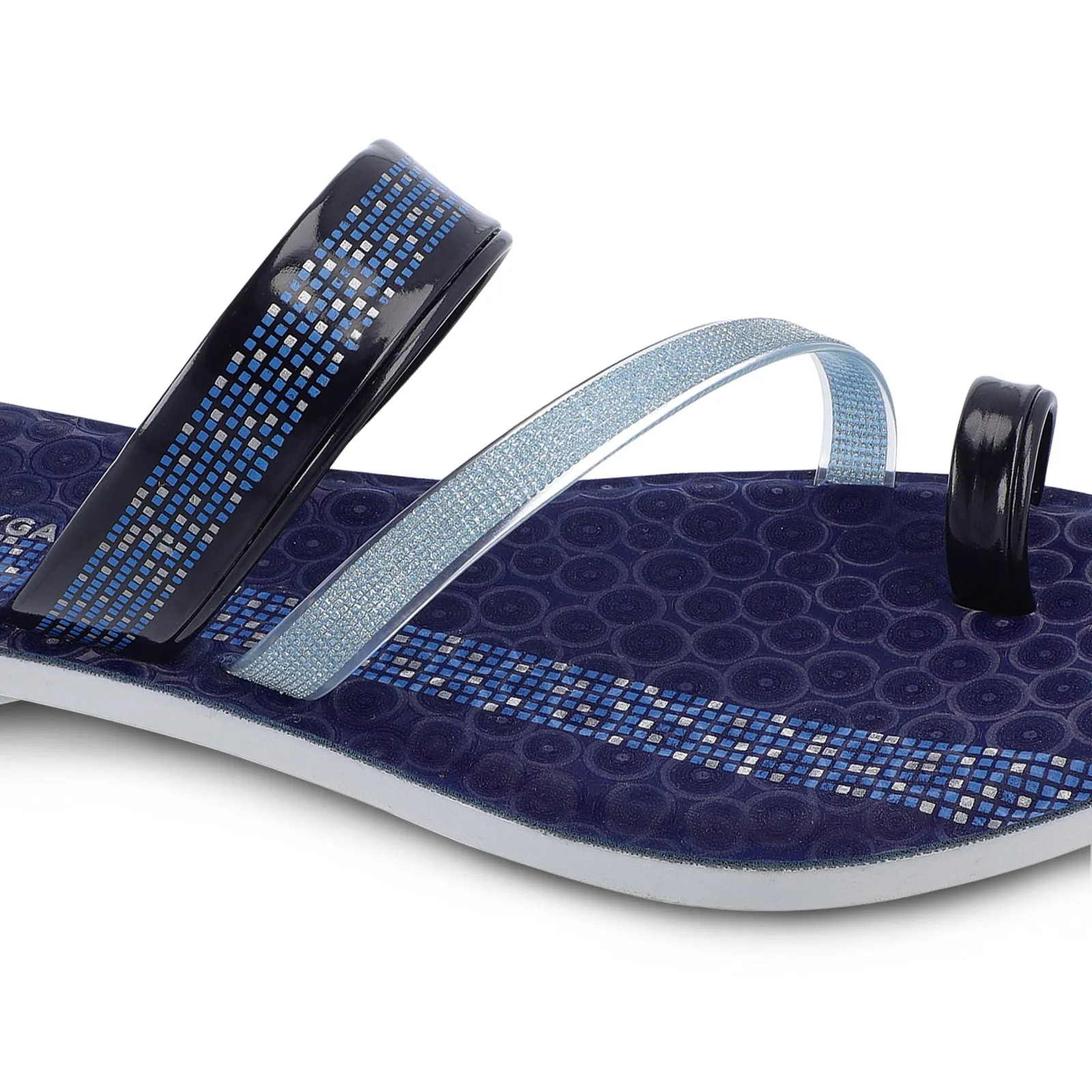 Blue Tyga Womens Cross Strap Slide Sandals  - BT2303 Blue