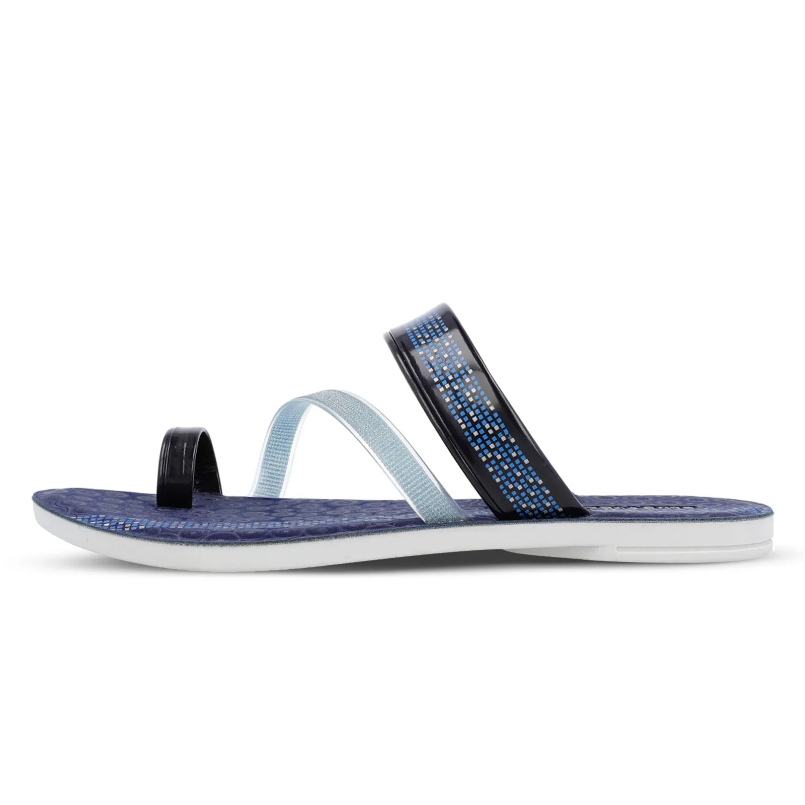 Blue Tyga Womens Cross Strap Slide Sandals  - BT2303 Blue