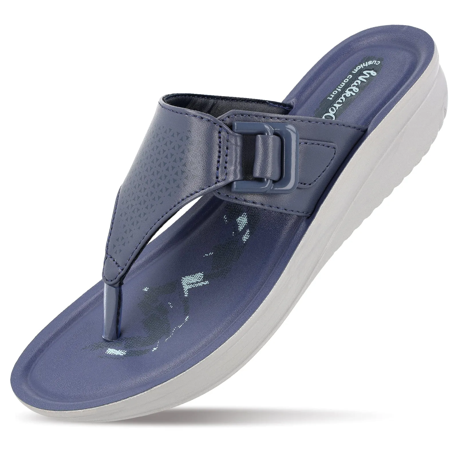 Blue Tyga Womens Textured Thong Sandals  - WL7472 Blue