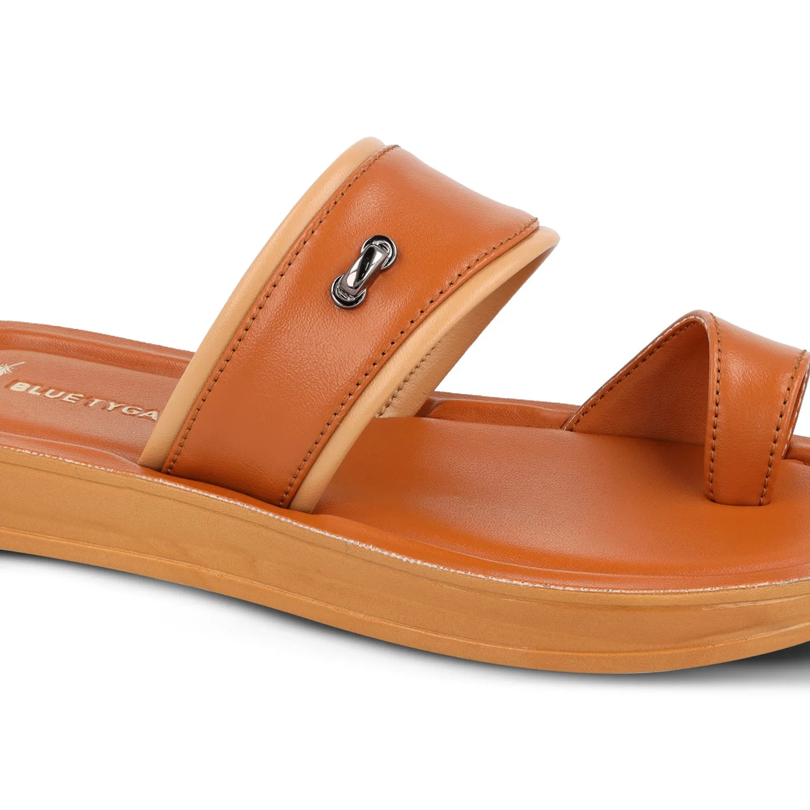 Blue Tyga Womens Toe-Ring Slide Sandal  - BT2320 Tan