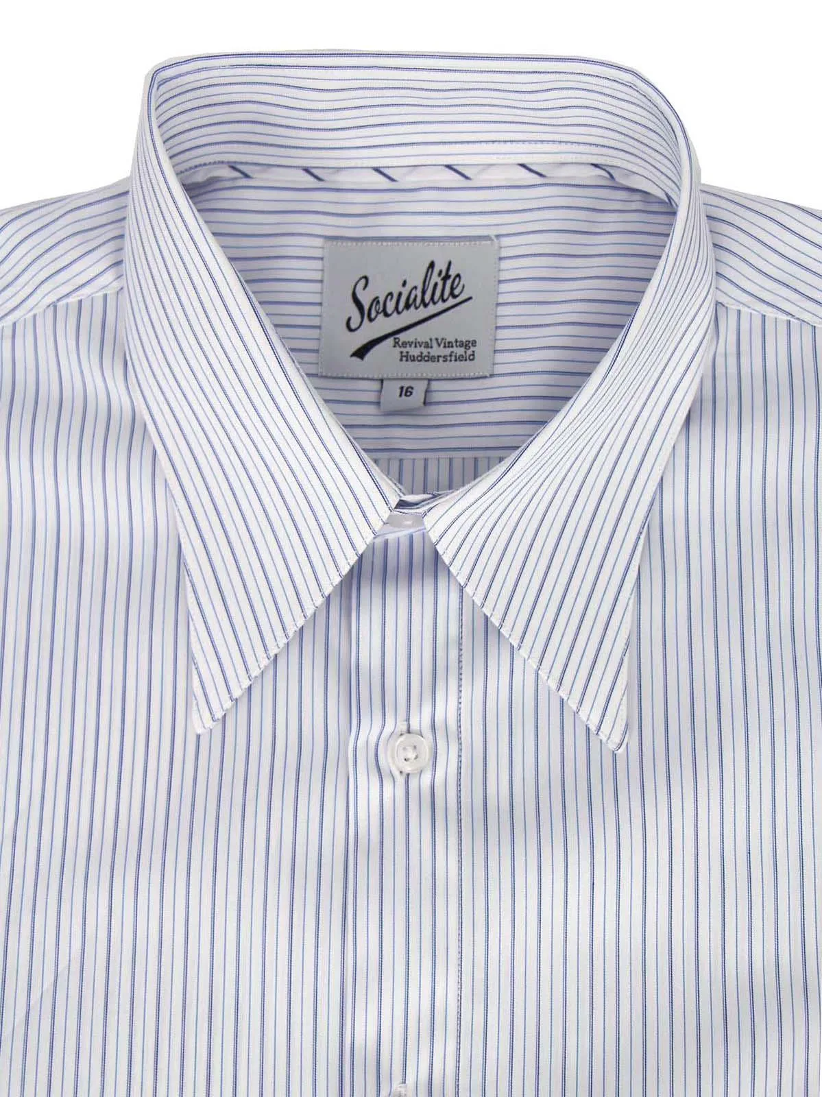 Blue York Stripe Deluxe Forties Vintage Look Spearpoint Shirt