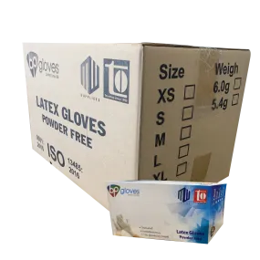 BP Latex Gloves, Powder-Free, size XL, CASE (Pk: 100 pcs/box, 10 boxes/case)