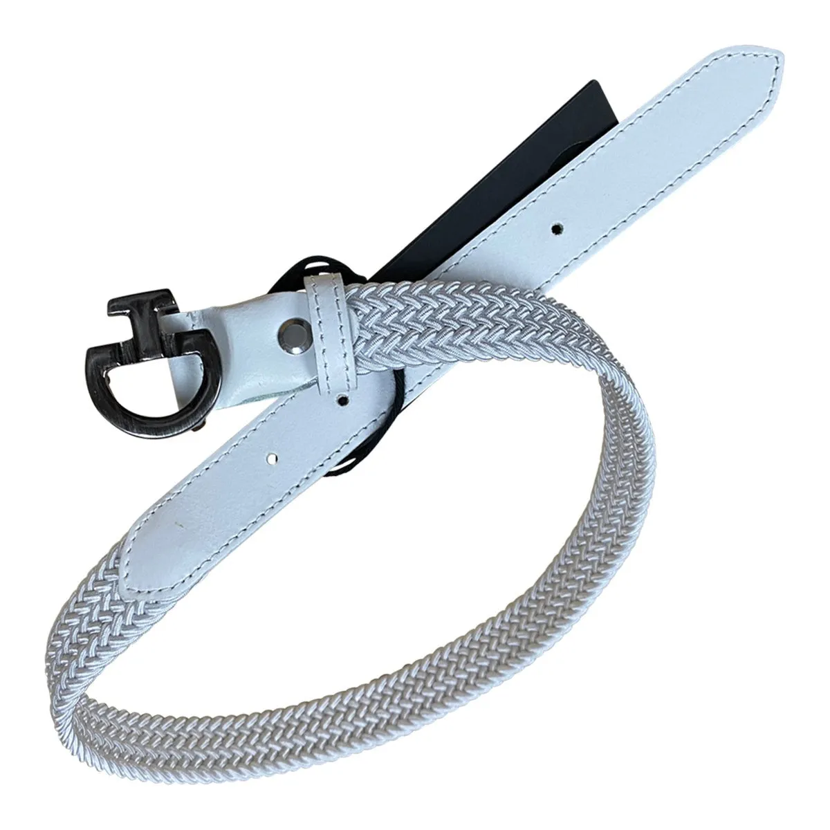 Cavalleria Toscana Elastic Woven Belt in White - Children's Small