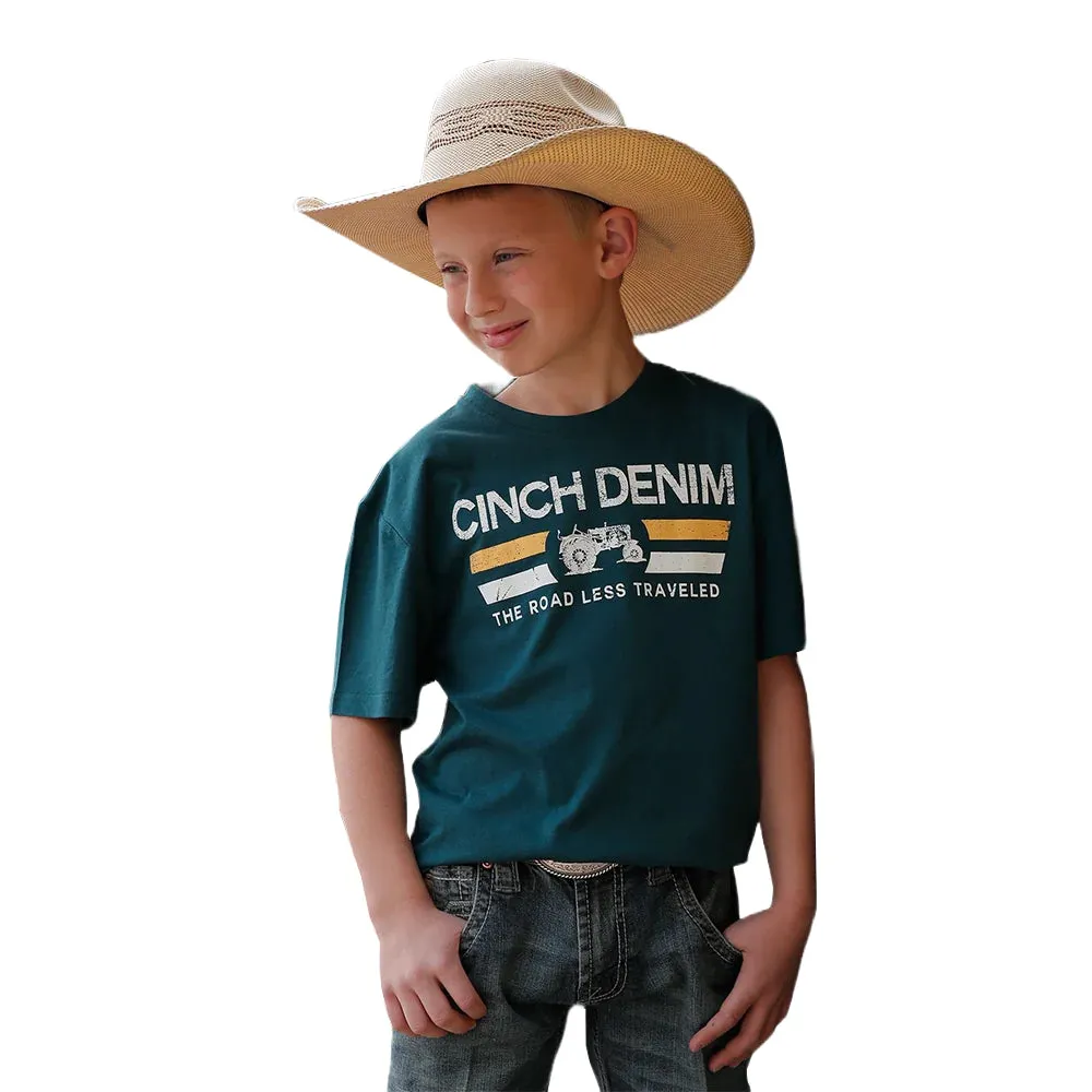 CINCH - BOYS DARK TEAL LOGO TEE