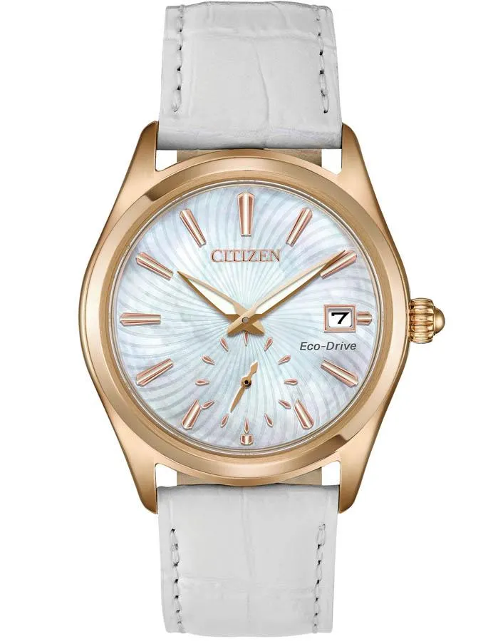 Citizen Eco-Drive Womens Corso - Rose Gold-Tone - Mother of Pearl -Leather Strap