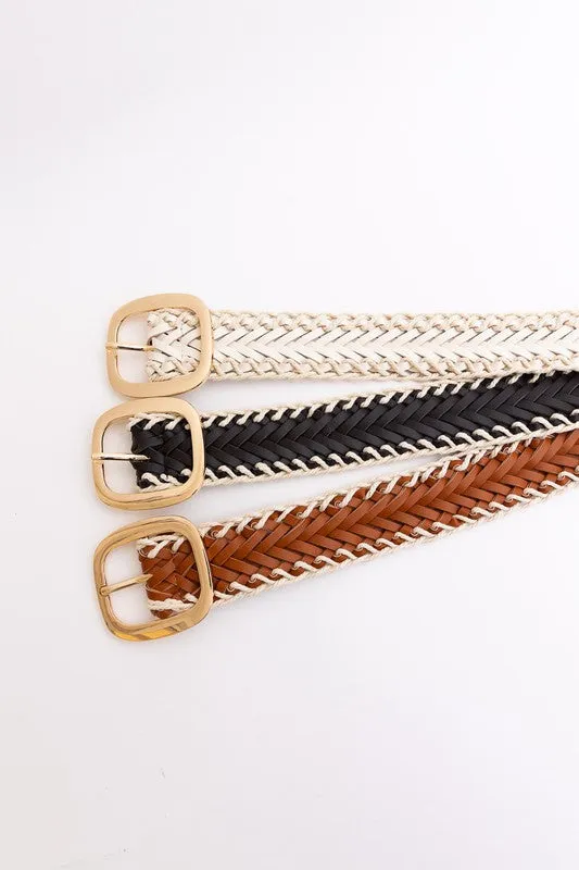 Crochet Trimmed Woven Leather Belt