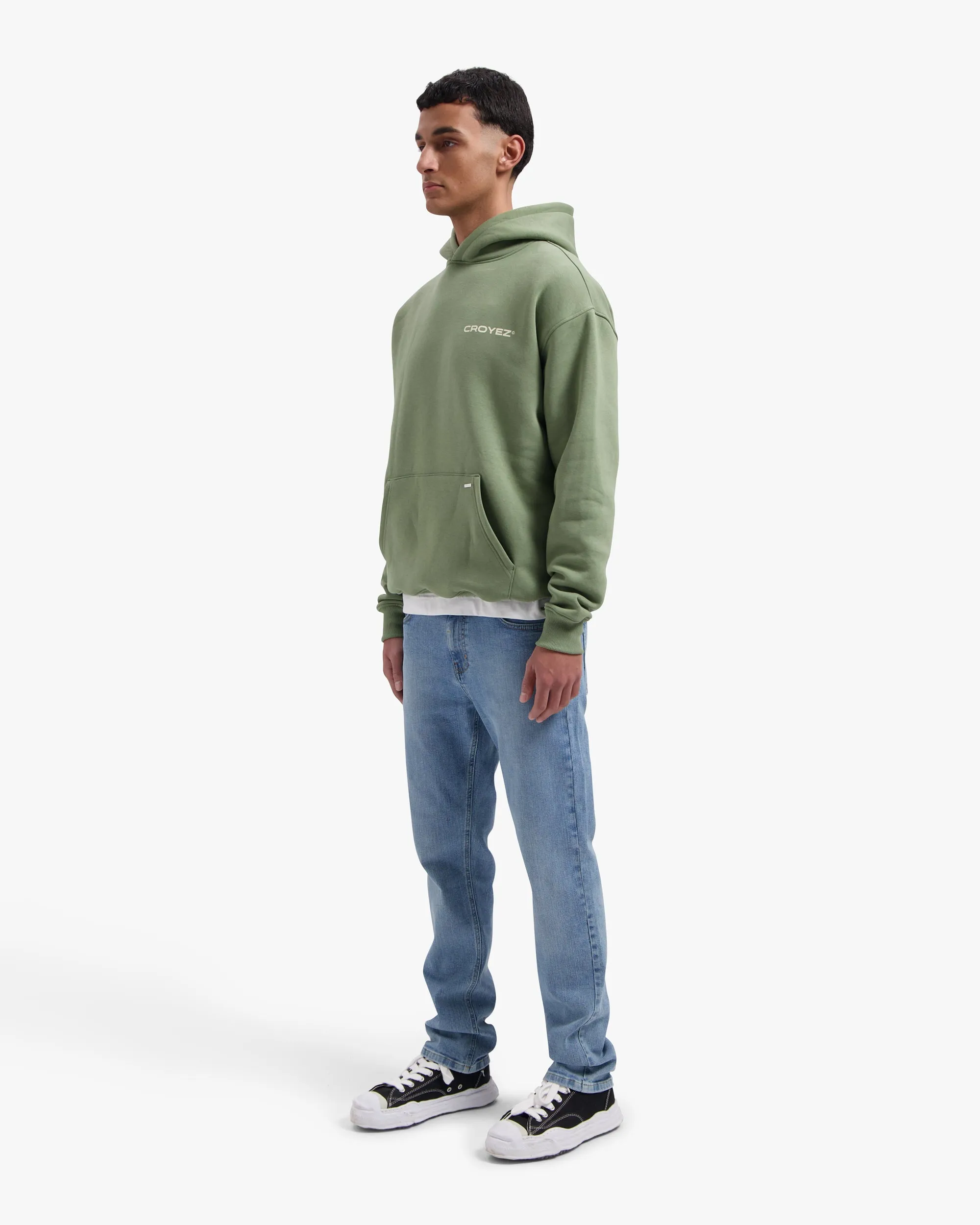 CROYEZ FAMILY OWNED BUSINESS HOODIE - WASHED OLIVE