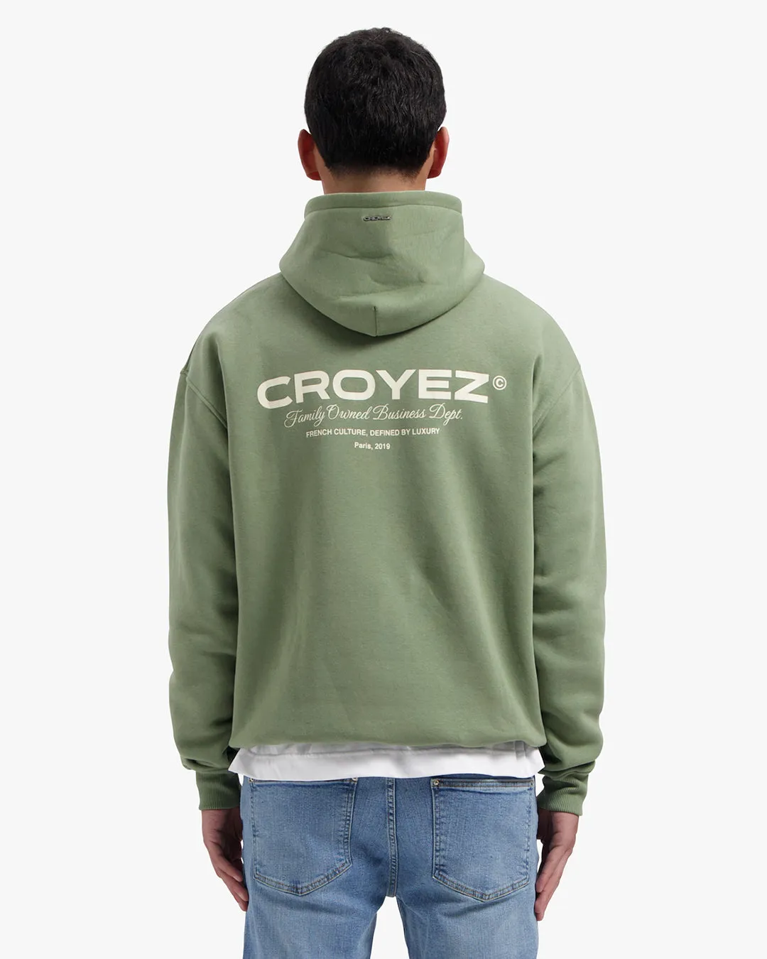 CROYEZ FAMILY OWNED BUSINESS HOODIE - WASHED OLIVE