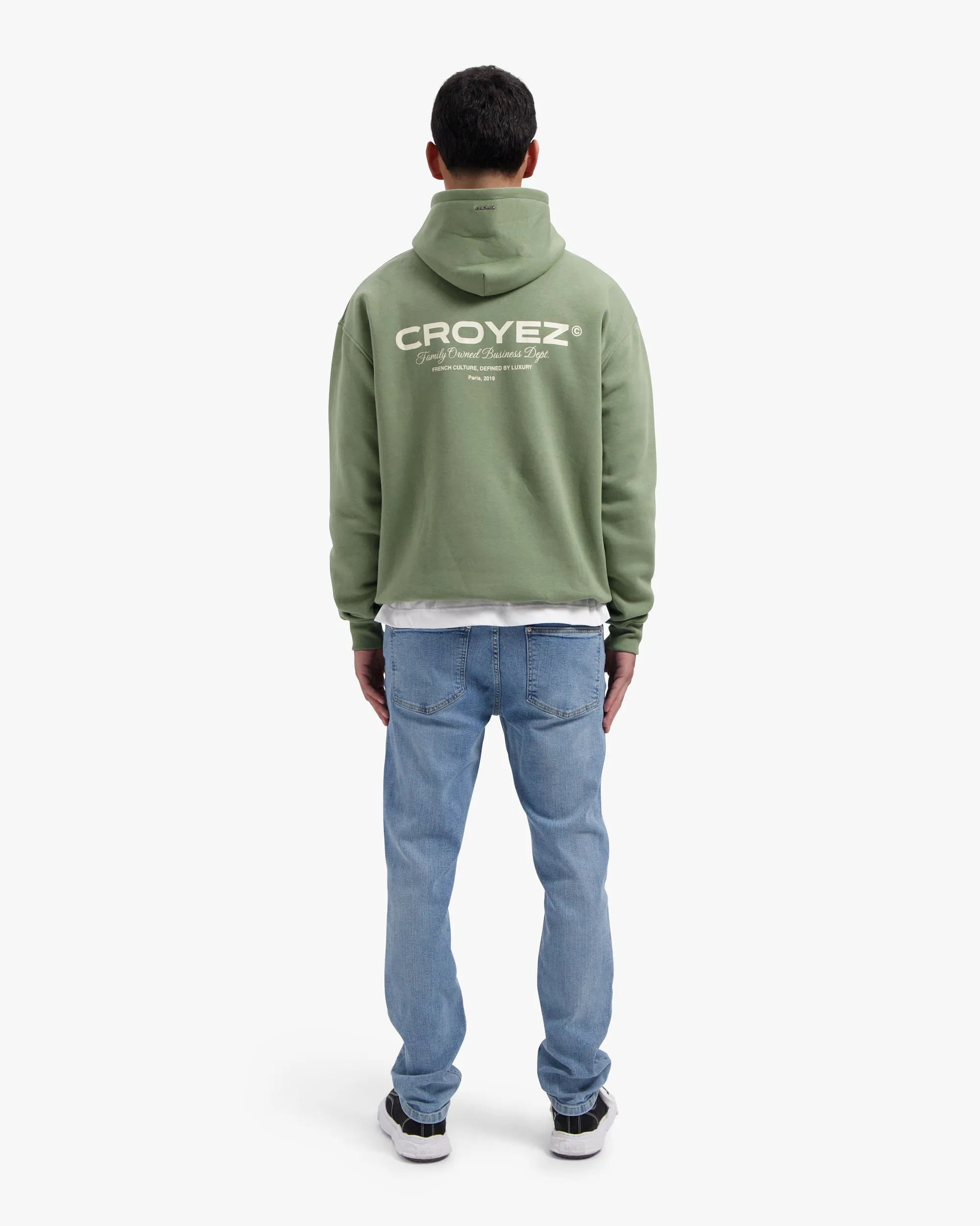 CROYEZ FAMILY OWNED BUSINESS HOODIE - WASHED OLIVE