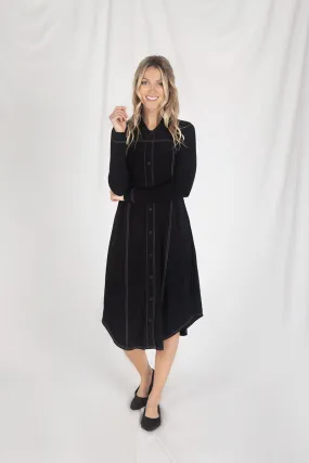 Echo Stitch Shirt Dress | Black