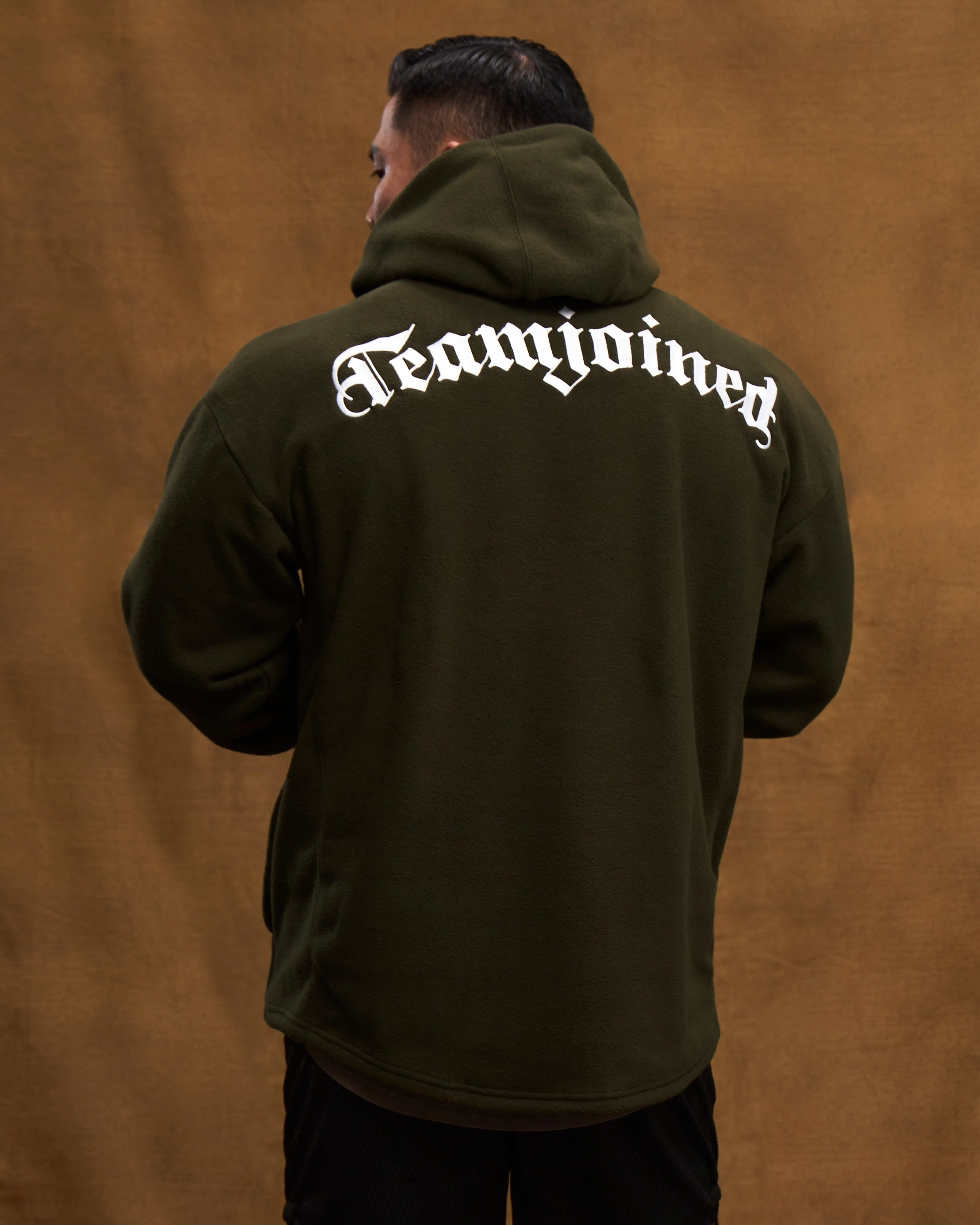 Embroidered Logo Sherpa Half-Zip Hoodie