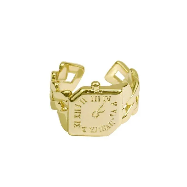 Fashion Hip-hop Metal Watch Ring -S4629176