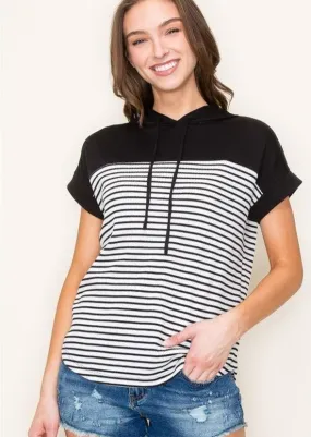 FINAL SALE - Beach You To It Black Striped Hoodie