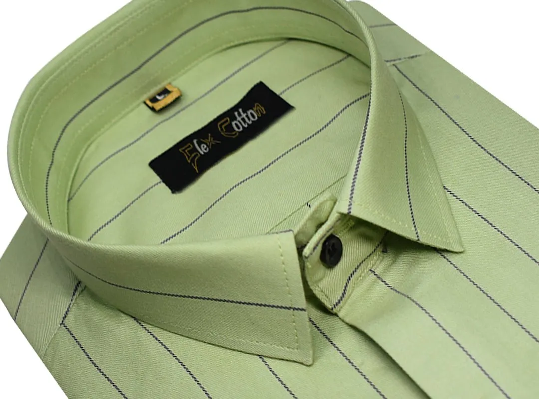 Green Color Lining Cotton Shirt For Men