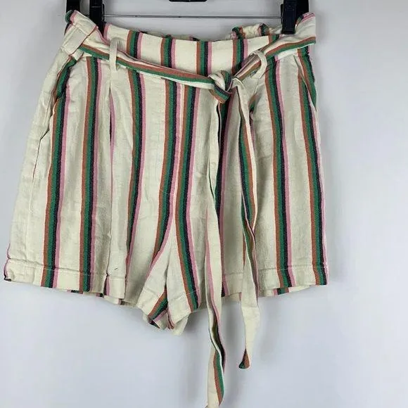 Halogen Striped Shorts with Belt