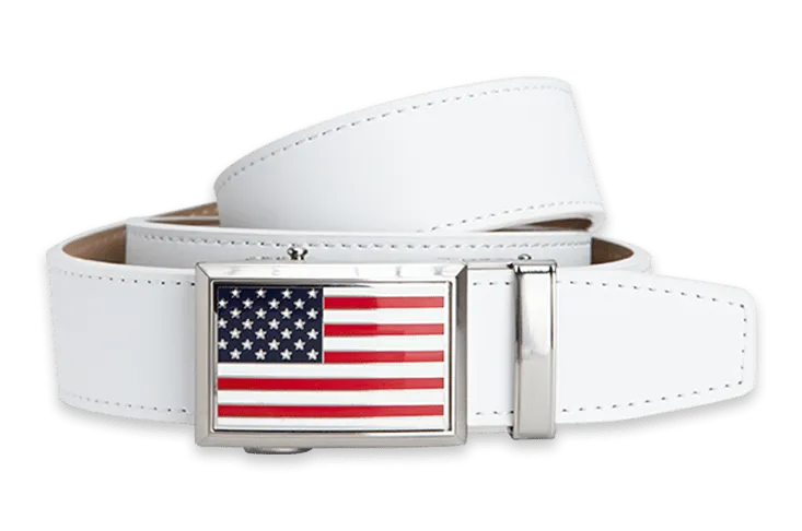 Heritage USA Flag White Classic, 1 3/8 Strap, Dress Belt