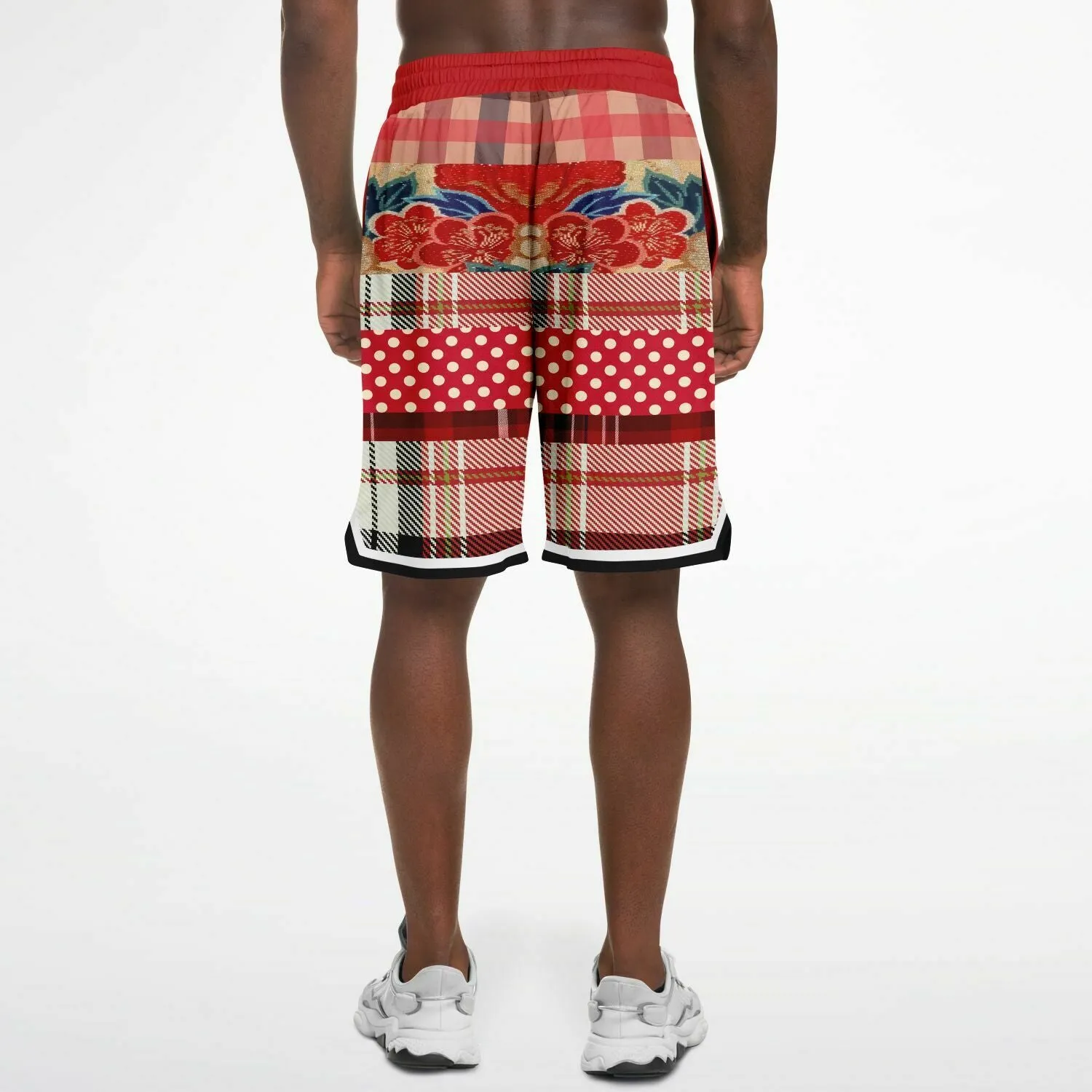 Jersey Salsa Floral Plaid Patchwork Basketball Shorts