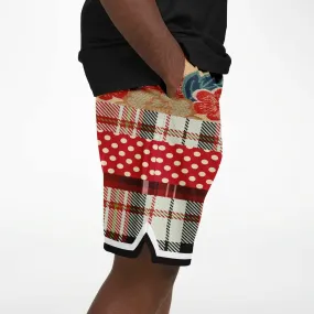 Jersey Salsa Floral Plaid Patchwork Basketball Shorts