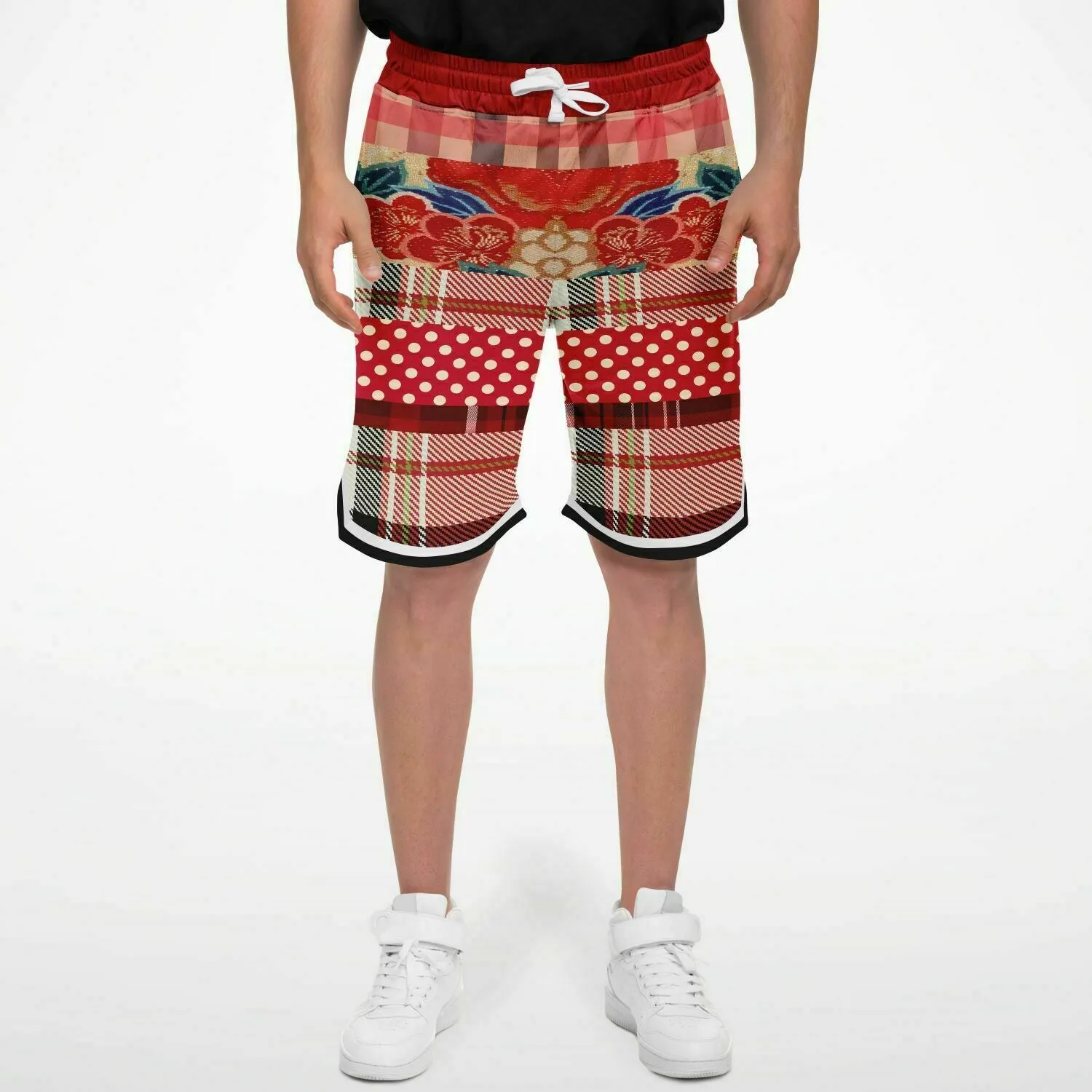 Jersey Salsa Floral Plaid Patchwork Basketball Shorts