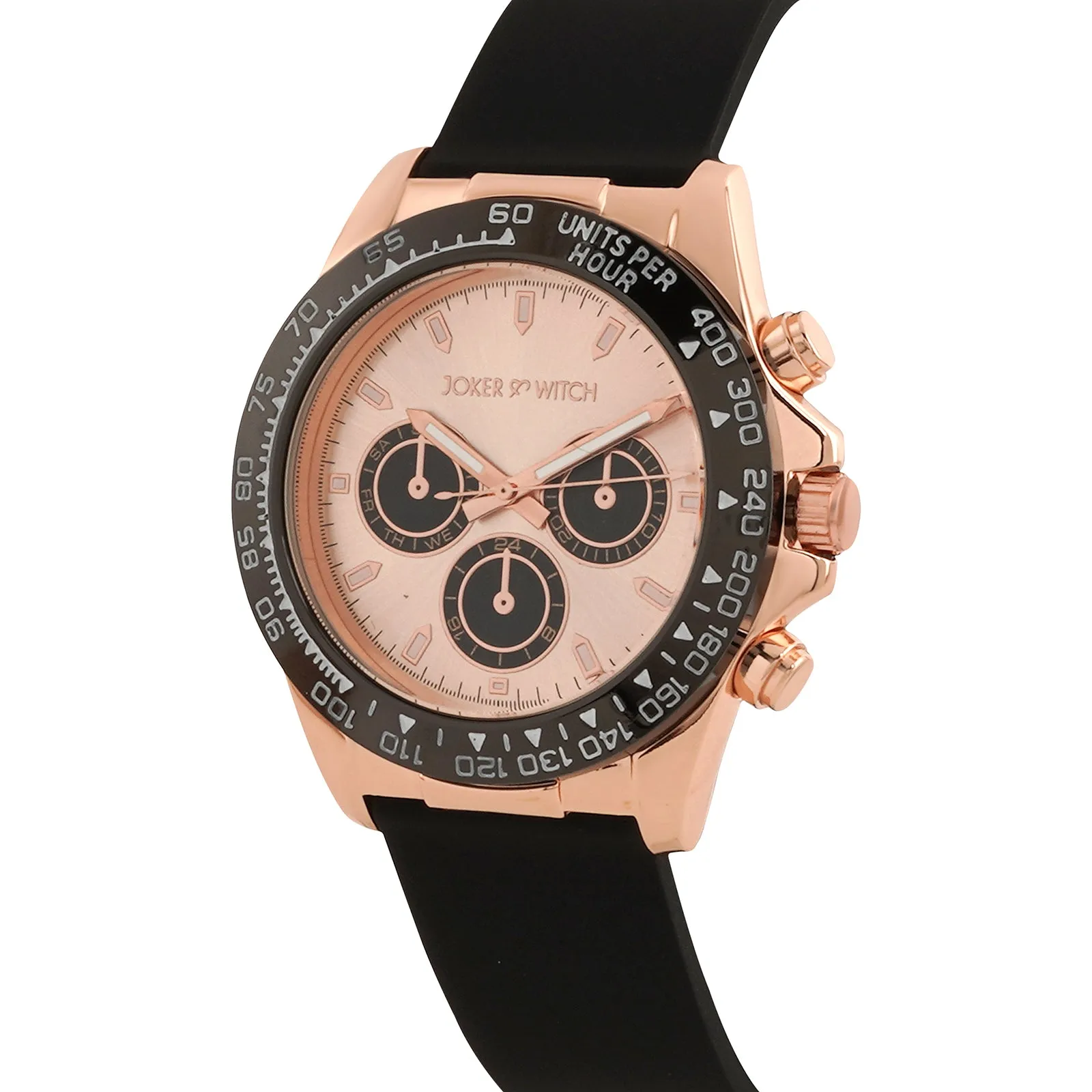 Jesko Rosegold Dial Black Silicone Strap Watch