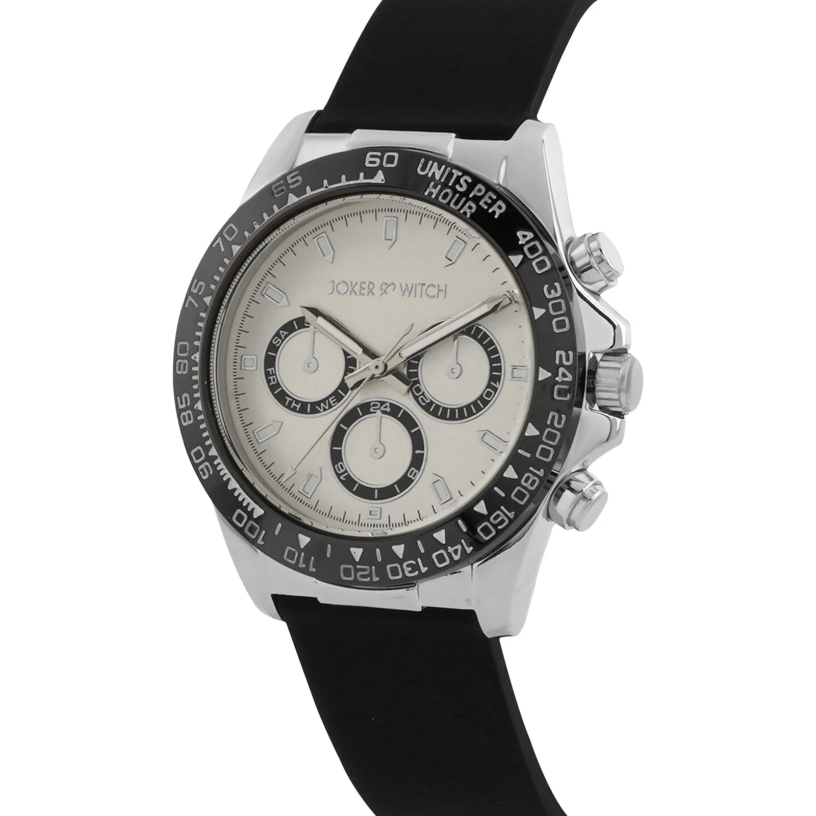 Jesko Silver Dial Black Silicone Strap Watch