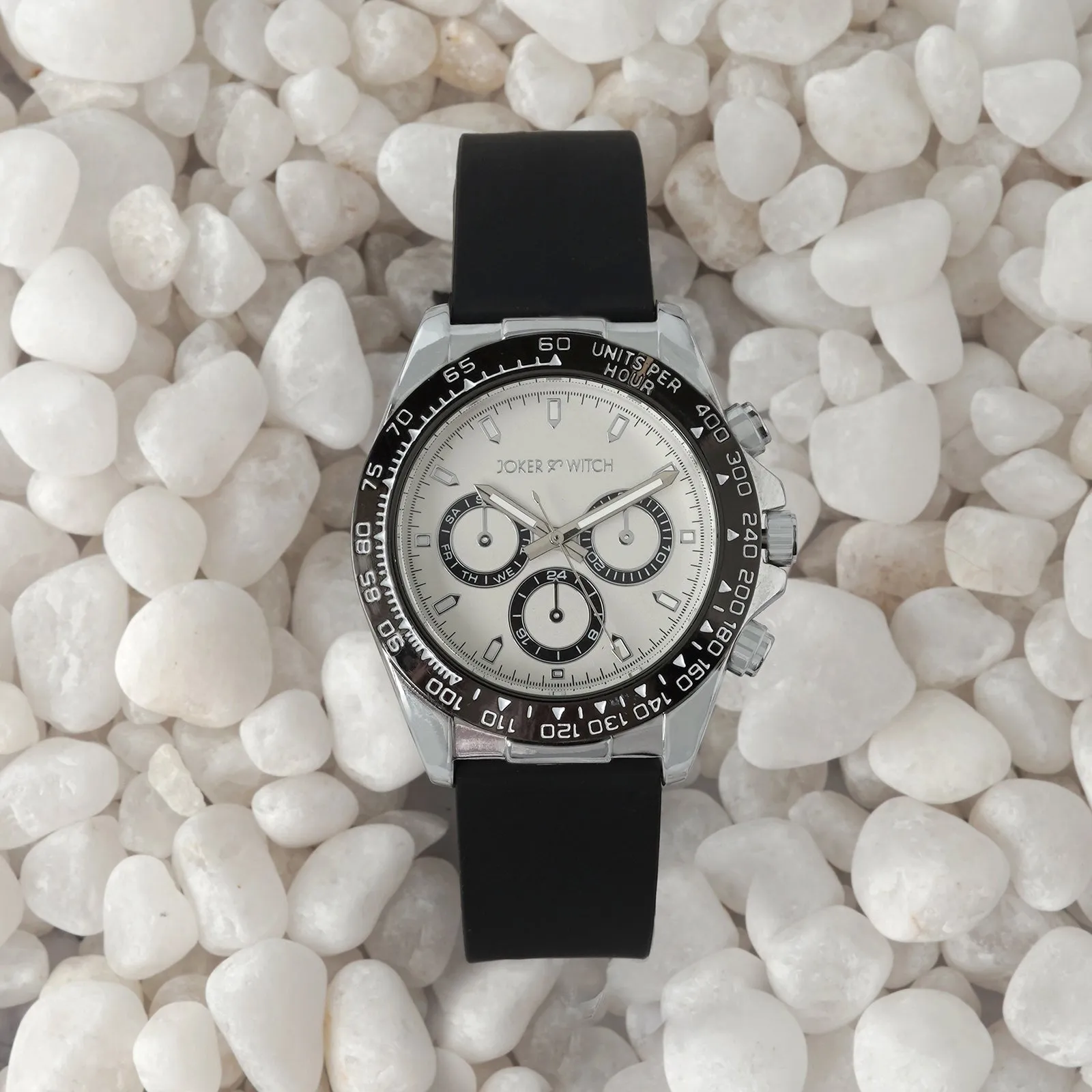 Jesko Silver Dial Black Silicone Strap Watch