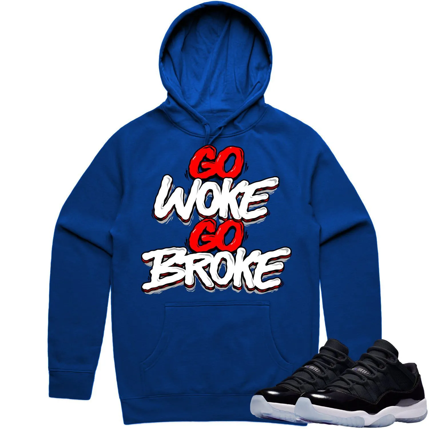 Jordan 11 Low Space Jam 11s Hoodie to Match - RED GO WOKE GO BROKE