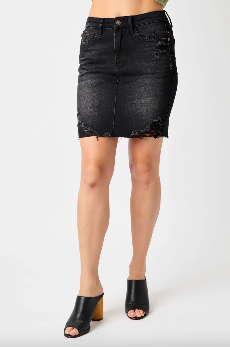 Judy Blue Rigid Magic Destroy Skirt - Black