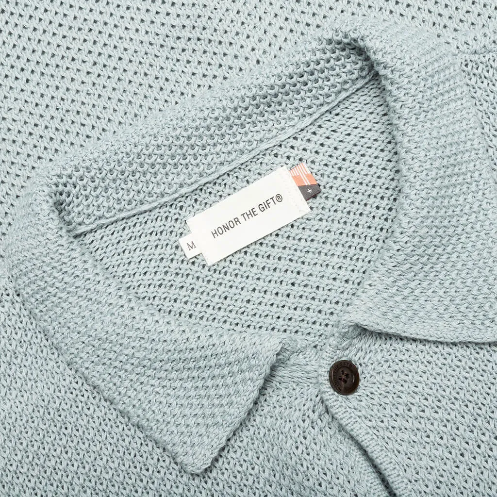 Knit H S/S Button Up - Slate