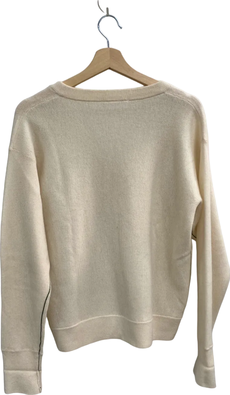 Lacoste Cream V-Neck Wool Sweater UK 10