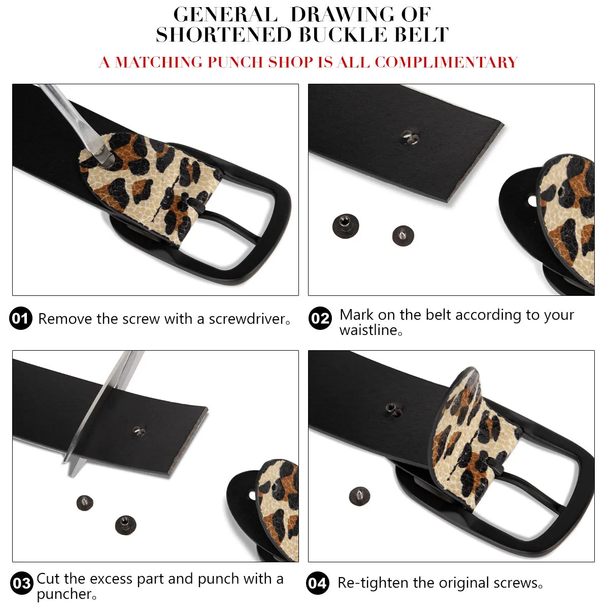 Leopard Print Leather Belt 3 Colors