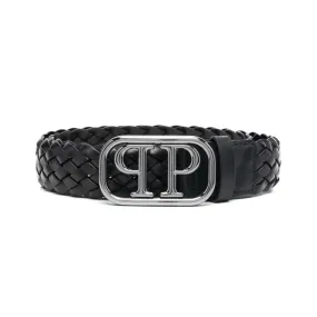 Logo Buckle Braided Belt