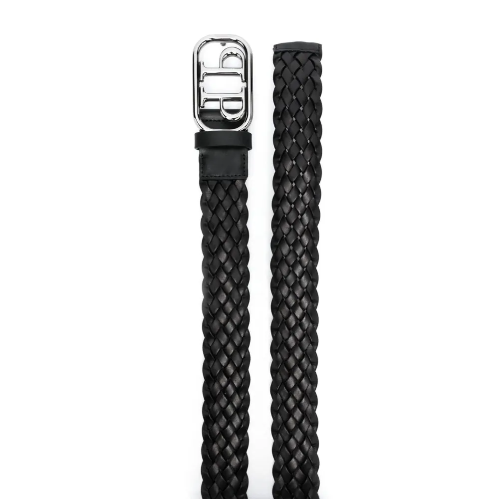 Logo Buckle Braided Belt