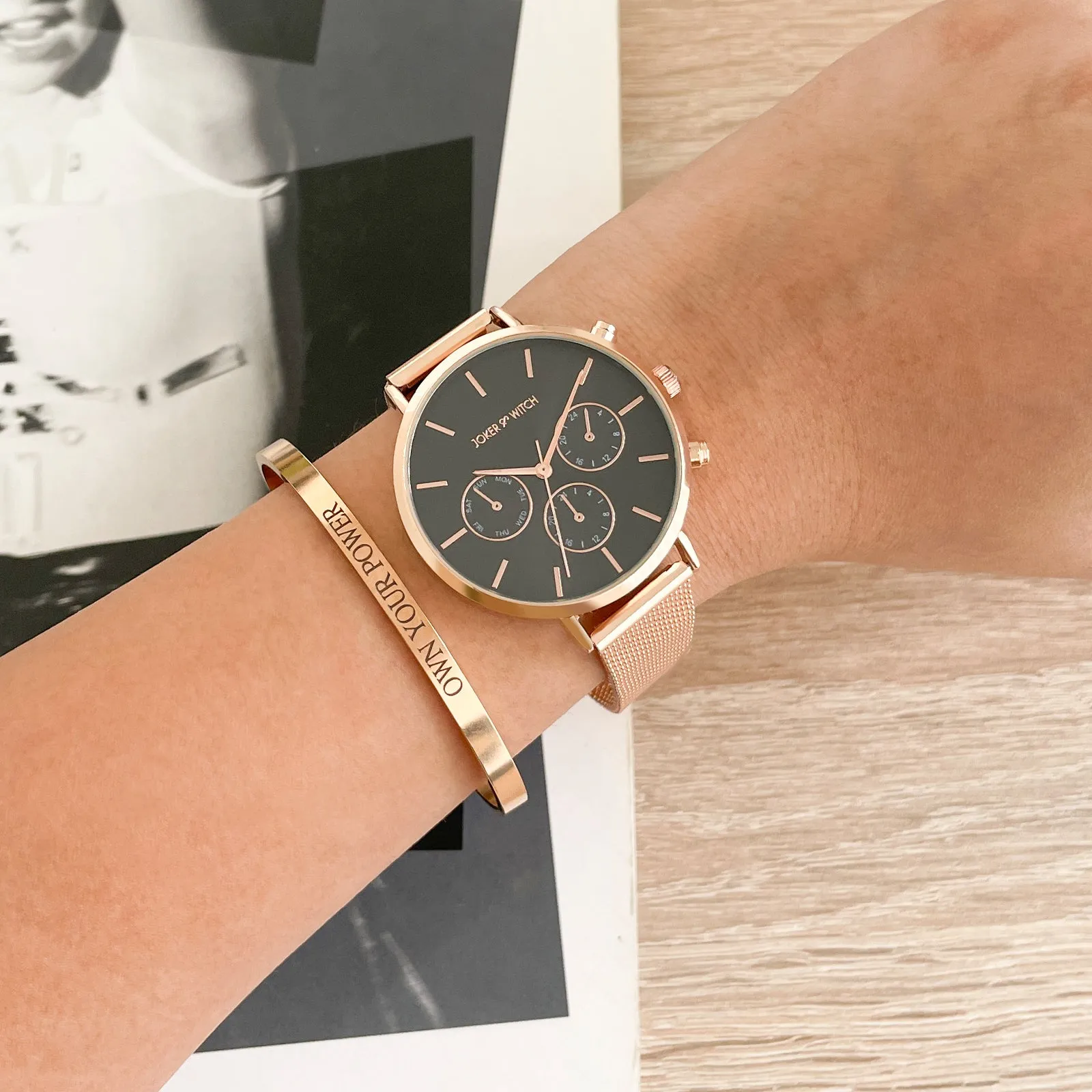 Loona Rosegold Watch Bracelet Stack