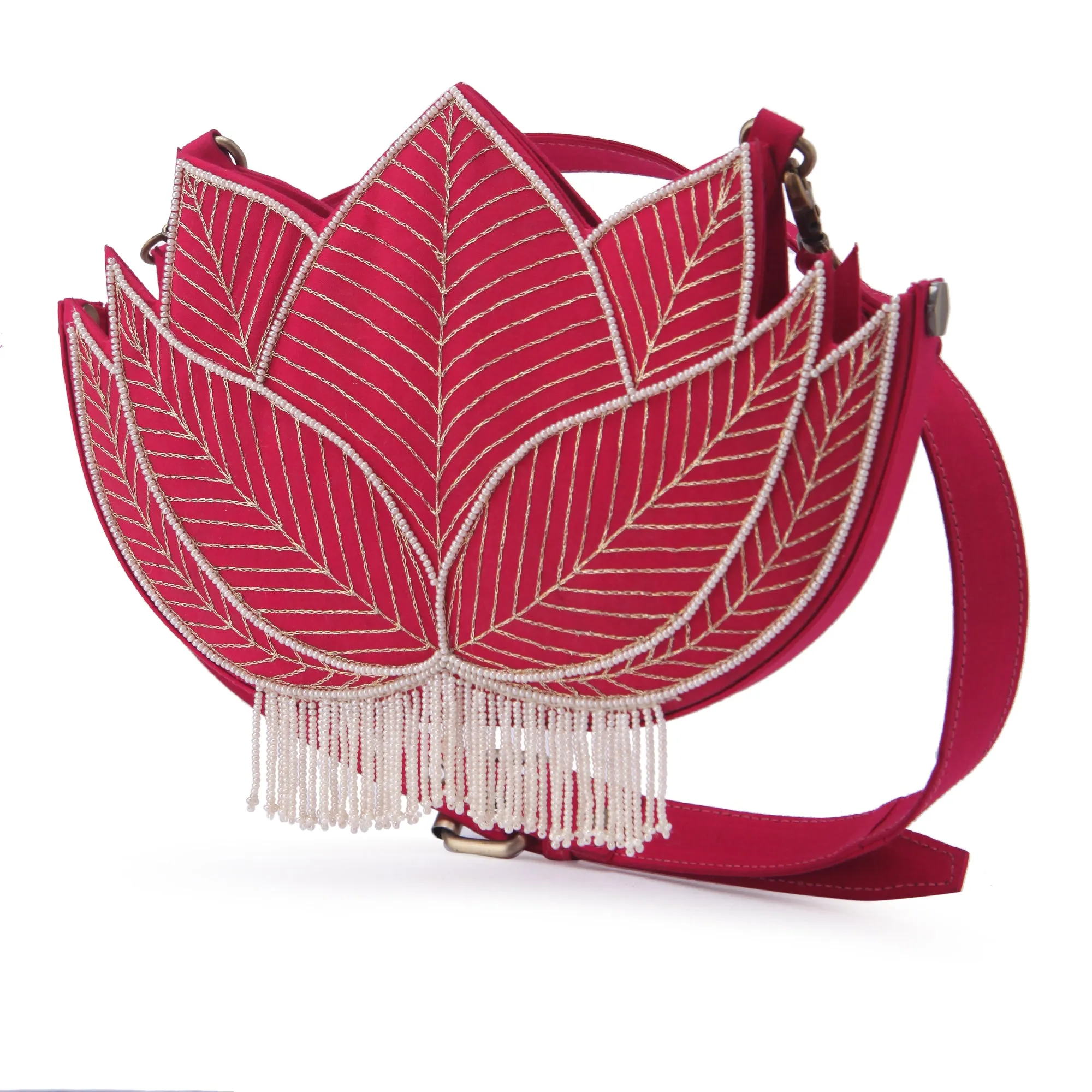 Lotus Wedding Hand Embroidered Women waist Belt bag